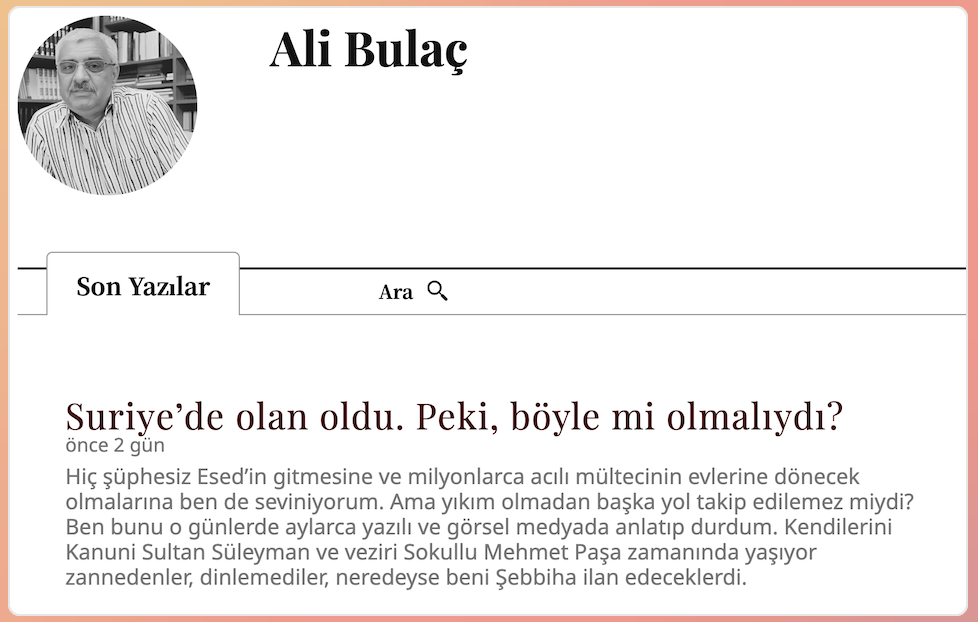 Ali Bulaç, Suriye’ye bakınca ne gördü!