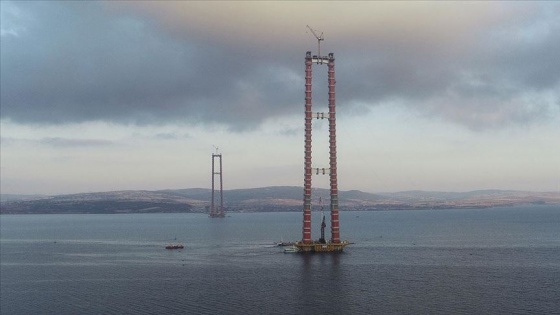 '1915 Çanakkale Köprüsü'nün güney yönlü geçici çalışma halatı montajı tamamlandı