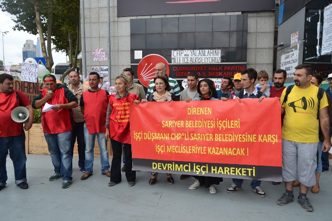 “İşçi düşmanı“ dedikleri CHP'li belediyeyi “Devrimci İşçiler“ protesto etti