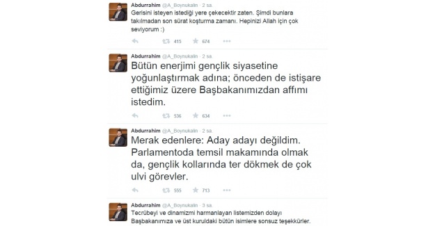 Abdurrahim Boynukalın: ’’Başbakanımızdan affımı istedim’’