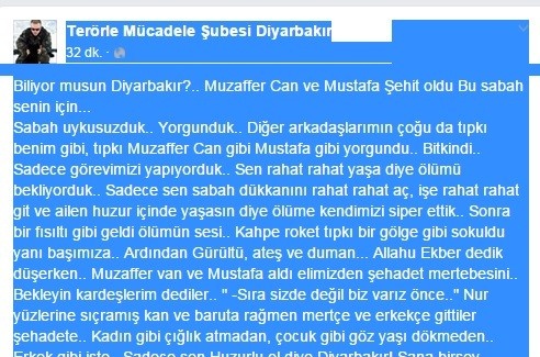 Şehit polisin mesai arkadaşlarından yürek yakan paylaşım