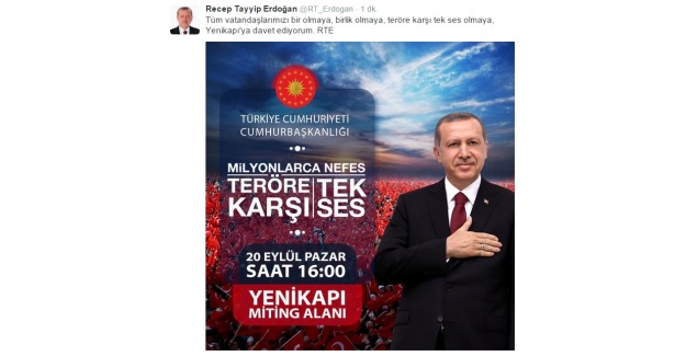 ’’Tüm vatandaşlarımızı Pazar günü Yenikapı’ya davet ediyorum’’