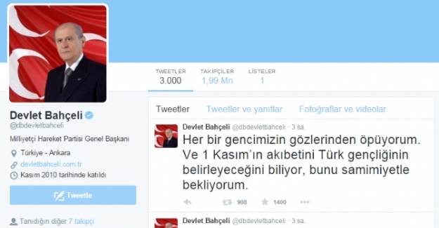 Bahçeli Twitter’dan gençlere seslendi