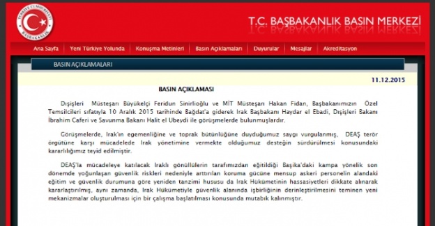 Başbakanlık’tan "Başika" açıklaması