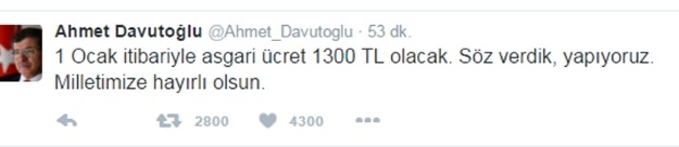 Davutoğlu’ndan asgari ücret mesajı