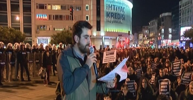 Protesto gösterisinde yasa dışı slogan gerginliği