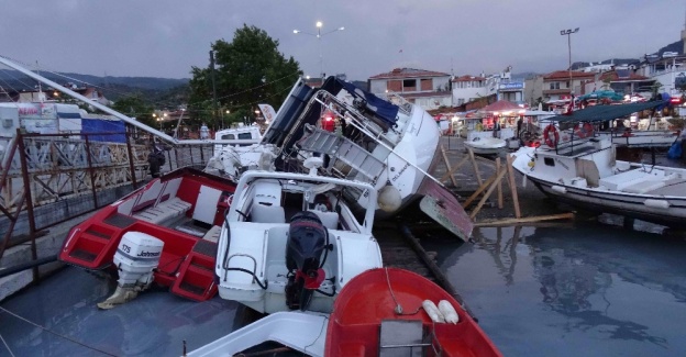 Fırtına limandaki tekneleri vurdu