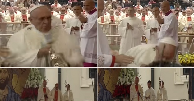 Papa ayin sırasında yere düştü