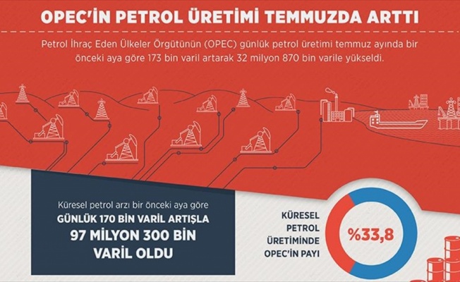 OPEC'in petrol üretimi temmuzda arttı