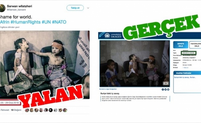 PYD/PKK destekçileri Doğu Guta fotoğrafını Afrin gibi paylaştı