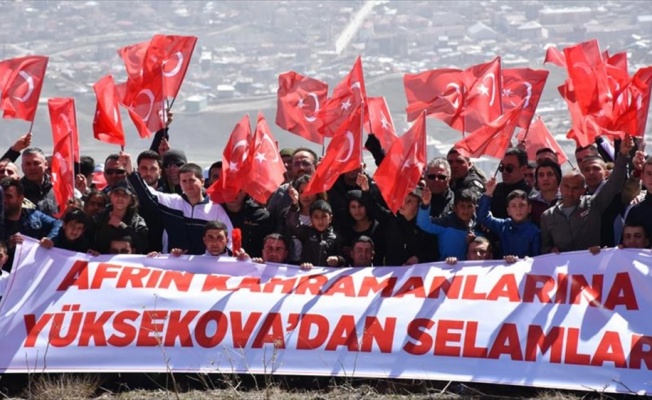 Hakkari'de Zeytin Dalı Harekatı'na destek yürüyüşü