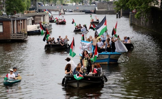 Hollanda'da 'Gazze filosu'na teknelerle destek gösterisi
