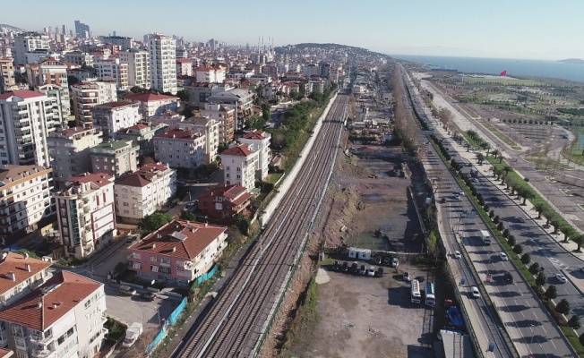 Halkalı-Gebze banliyö hattındaki çalışmalar havadan görüntülendi