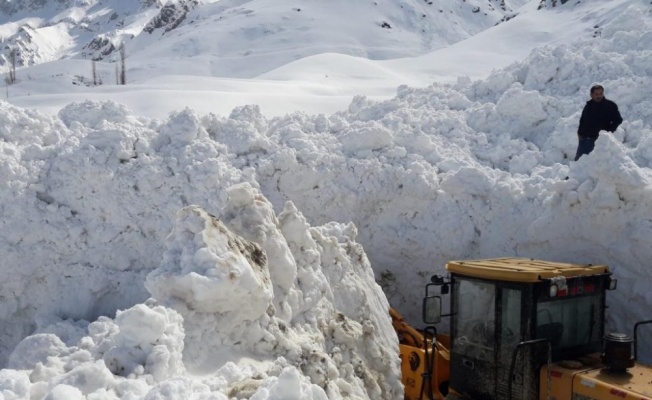 Çığ düşmesi sonucu kapanan yol 24 saatte açıldı