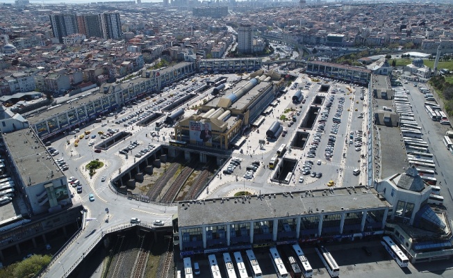 Otogarda seçim yoğunluğu havadan görüntülendi