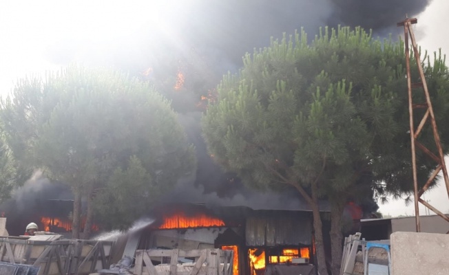 Bodrum’daki iş yeri yangınında alevler metrelerce yükseldi