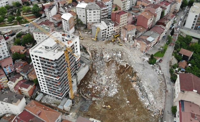 Yıkım çalışmalarındaki son durum havadan görüntülendi