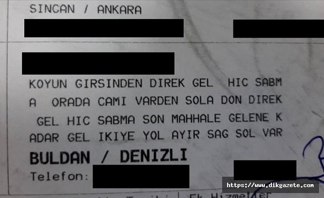 Vatandaşın kargo şirketine verdiği adres şaşırttı