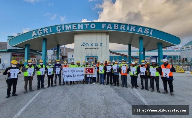 Ağrı Çimento çalışanlarından sağlık görevlilerine destek