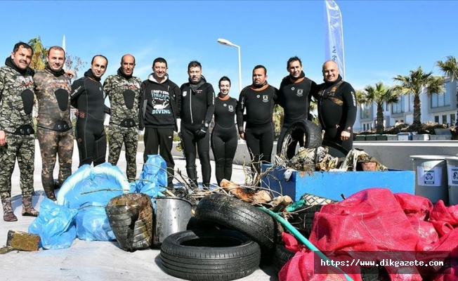 Gözde turizm merkezi Bodrum'un mavi suları gönüllü dalgıçlara emanet