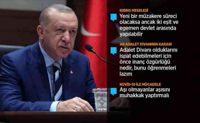 Cumhurbaşkanı Erdoğan: Kıbrıs Türk'ü Ada'da yarım asırdan fazla bir süredir eşitlik ve adalet mücadelesi veriyor