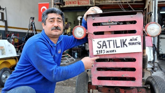 82 yıllık mini traktörü pancar motoruyla tarlaya döndürdü