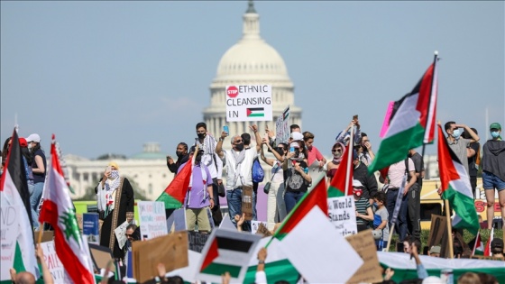 ABD'nin başkenti Washington'da binlerce kişi Filistin'e destek gösterisi düzenledi