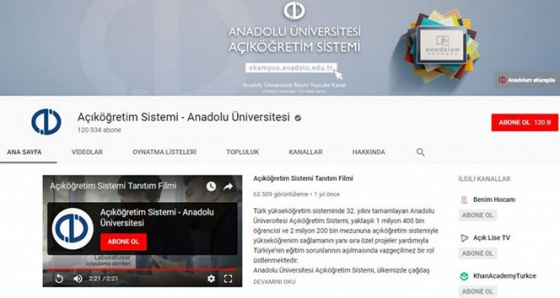 Açıköğretim Sistemi Youtube kanalı 'Youtube Silver Plaketi' aldı