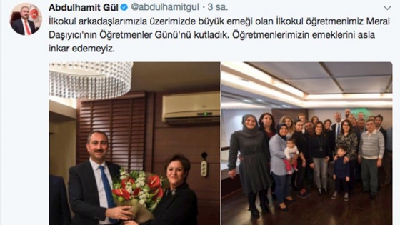 Adalet Bakanı Gül&#039;den ilkokul öğretmenine ziyaret