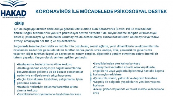 Akademisyenlerden Kovid-19 ile mücadelede psikososyal destek rehberi