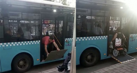 Antalya'da otobüs şoförünün engelleri aşan hareketi