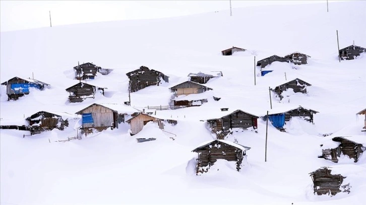 Ardahan'da yayla evleri kar altında kaldı