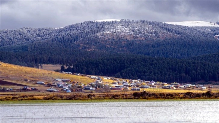 Ardahan'ın karlı tepeleri sonbahar renkleriyle buluştu