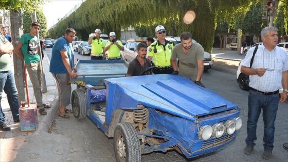 At arabası görünümlü otomobil trafik denetimine takıldı