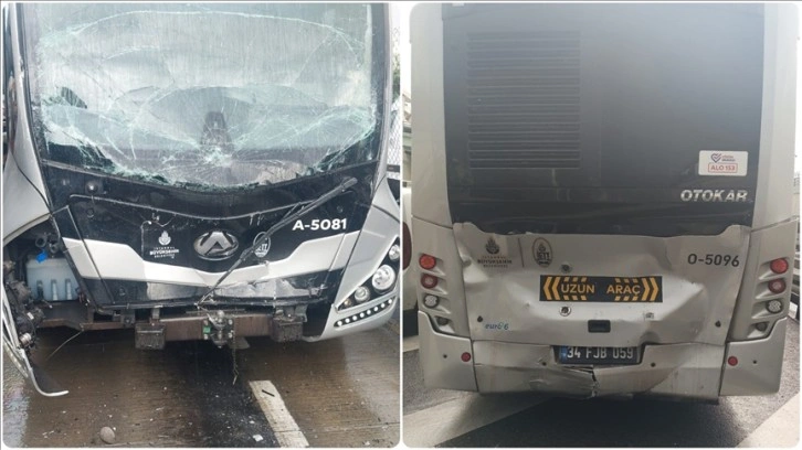 Avcılar'da iki metrobüsün çarpışması sonucu 2 kişi yaralandı