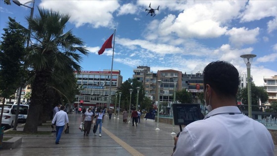 Aydın'da maske takmayanlar drone ile tespit edilip uyarıldı