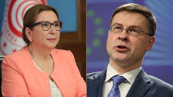 Bakan Pekcan ile AB Komisyonu Başkan Yardımcısı Dombrovskis'ten 'diyalog' vurgusu