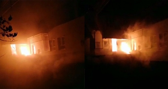 Belediye başkanının evi alev alev yandı
