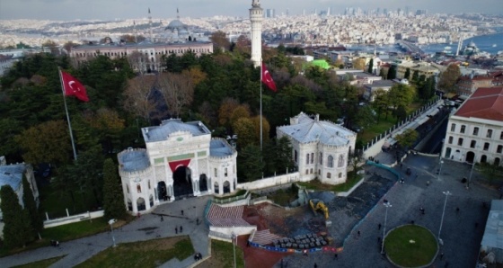 Beyazıt Meydanındaki çalışma havadan görüntülendi