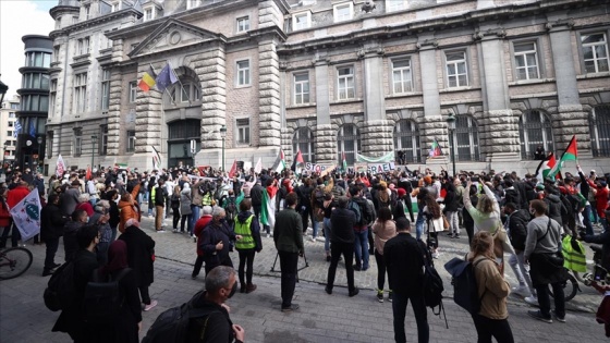 Brüksel&#039;de İsrail’in Filistin halkına yönelik saldırıları protesto edildi