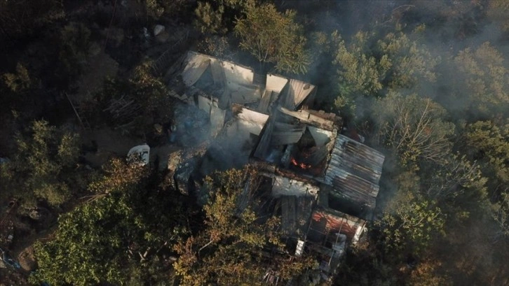 Bursa'da barakadan zeytinliğe sıçrayan yangın söndürüldü