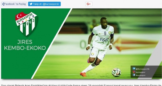 Bursaspor Ekoko’yu açıkladı