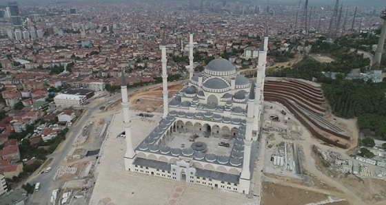 Çamlıca Camii inşaatında son durum havadan görüntülendi