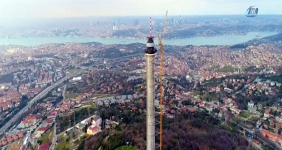 Çamlıca Kulesi’ndeki son durum havadan görüntülendi