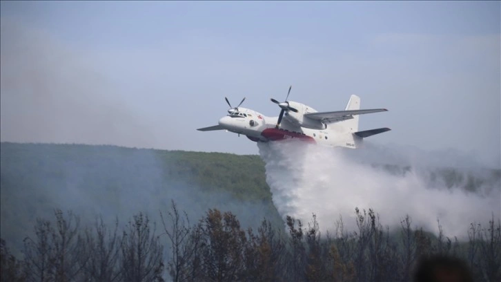 Çanakkale'de orman yangınına müdahale ediliyor