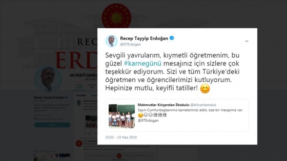 Cumhurbaşkanı Erdoğan çocukların karne sevincine ortak oldu