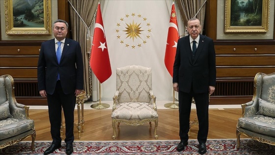 Cumhurbaşkanı Erdoğan, Kazakistan Başbakan Yardımcısı ve Dışişleri Bakanı Tileuberdi&#39;yi kabul etti