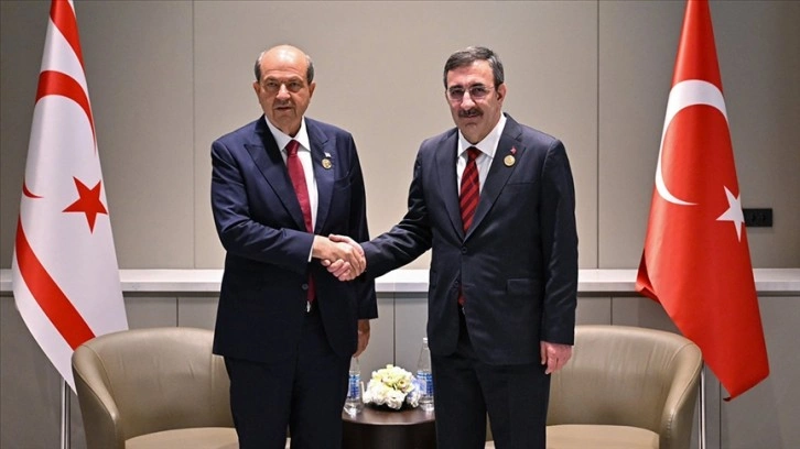 Cumhurbaşkanı Yardımcısı Yılmaz, KKTC Cumhurbaşkanı Tatar ile Şuşa'da bir araya geldi