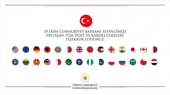 Cumhuriyet Bayramı'nı kutlayan ülkelere 'teşekkür'