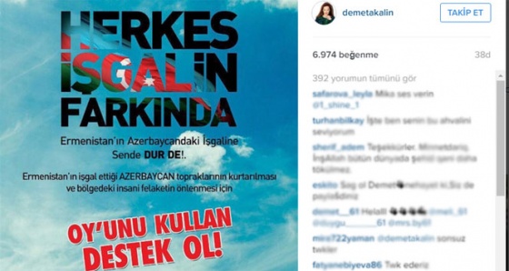 Demet Akalın'dan Azerbaycan'a destek!